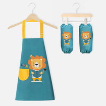 Childrens apron boy kitchen cover spring and autumn thin net red anti-dressing painting clothes Boy and girl waterproof cartoon