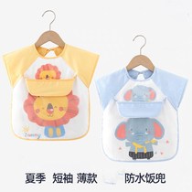 Childrens blouse spring and Autumn thin style Childrens dinner bib Net red female baby rice pocket apron anti-dress sleeveless