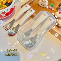 Creative Cartoon Little Bear Cutlery Suit Spoon Student Cute Baby Rice Spoon 2 Year Old Soup Spoon Fork Teenage Girl Heart Spoon