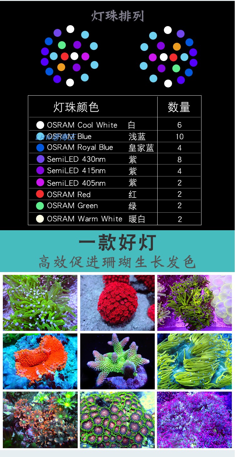 led新款纽斯3全光谱海水k7代鱼缸海缸照明珊瑚灯小丑鱼