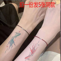 Couple Koi tattoo with waterproof woman persistent arm tattoo for men covered by simple literary and fresh color