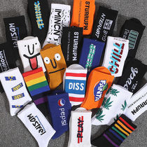 Socks Mens mid-cylinder Long Sox Autumn Winter Men Ins Trend Spring Autumn Season Thickened High Bunch of Damp Stockings Basketball Socks