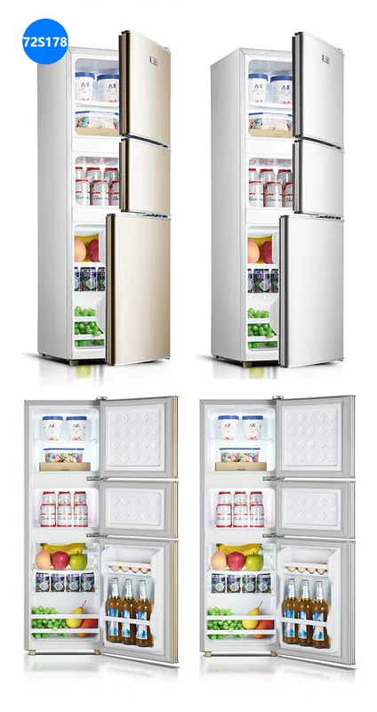 Ice bear gia đình tủ lạnh gia đình đôi ba cửa có thể được đông lạnh và làm lạnh tủ lạnh đôi tủ lạnh mini cho thuê ký túc xá với dung tích lớn tiết kiệm năng lượng - Tủ lạnh