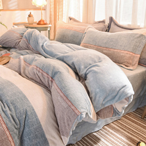 Thickened Warm Milk Suede Bed Four Pieces Of Winter Coral Suede Quilt Cover Double Face Suede Flannel Bed Hat Bed