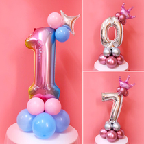 Digital balloon road lead column baby hundred days childrens party birthday decoration scene layout 0-9 years old aluminum film