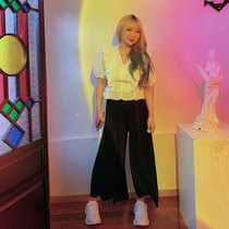 I am your cc Ah supermodel pants elastic waist casual hanging a-word version loose wide leg pants summer women thin section