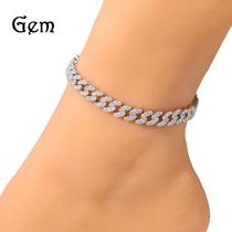 Chain European and American fashion ins zircon Cuban anklet burst new summer women's all-match choker clavicle ornament