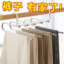 Five-floor trouser rack stainless steel multifunction multilayer foldable non-slip wardrobe Contained God Instrumental Magic Pants Rack Pants Cramp