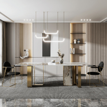 Light luxury bright pandora slate dining table small apartment restaurant dining table Italian imported designer simple dining table