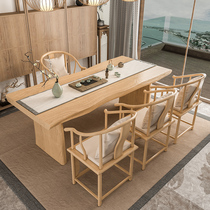 New Chinese tea table and chairs combined solid wood Kung Fu tea table minimalist office Guest Tea Table Balcony Suit