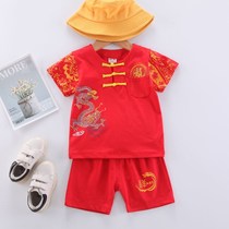 Summer loaded short sleeves Girls men and women Summer children Dang clothes boys birthday Full moon Retro ancient clothes Baby Hanfu