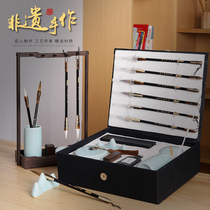 Wenfang Four Treasure Brush Suit Beginner high-end professional class Full special wolf Brush Pen Words Beginners Beginners Pen Ink Paper Inkstone Boutique Suit Calligraphy Items Custom Gift Pendulum