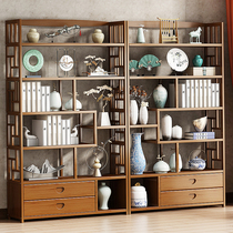 Solid Wood Bou Ancient Shelf New Chinese Vintage Shelf Multi-Treasure Cabinet Tea Display Case of Tea House Living Room Shelf shelf