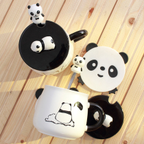 Cute super cute panda cup Ceramic creative mug with lid spoon Personality trend office coffee cup woman