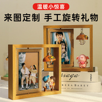 Creative set-up table wash photos made into photo frame wooden double-sided custom ornaments couple photo frame gift 6 inch photo album six