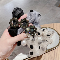 South Korea Dongdaemun trend assembly ground hair decoration silk yarn point rhinestone elegant ball head Japanese and Korean travel headgear