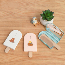 Net red creative ice cream small mirror female portable makeup mirror Comb suit Cartoon portable mirror mini