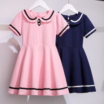 Girls' new college style dress 2022 summer 2022 yarn-and-thin short-sleeved tumbling child little girl princess skirt