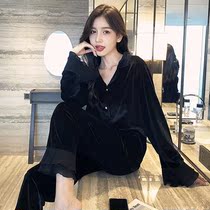Sandro Vicari gold velvet pyjamas womens spring and autumn season long sleeves Two sets of Korean version Home Suits Two Suits