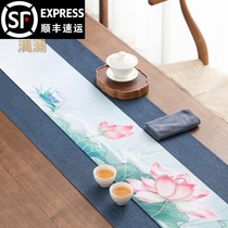 Tea art Tea table New Chinese Zen waterproof table flag Tea table Tea tablecloth mat Tea table plate Tea flag tea mat Chinese style