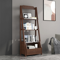 Walnuts Wood Solid Wood Bookshelves Shelve Drawers Floor trapezoidal multilayer students Home minimalist Containing Living Room Bookcase