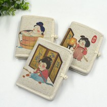 Wallet Woman Xia Thin Section Retro Fabric Art Short Wallet Girl Printed Fashion Cotton Linen Money Clip Multifunction Card Bag Hands