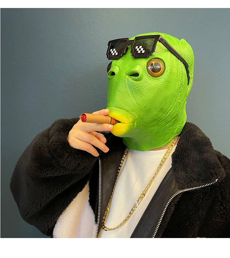 抖音绿头鱼头套面具可爱搞怪搞笑沙雕鱼头怪怪绿鱼人网红全脸神器