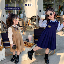 College-wind girls spring dress dressed dressed dress 2023 new child skirt princess skirt long skirt kerat