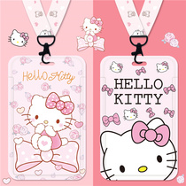 Bus metro card Card Sleeve Cute Girl Campus Students Canteen Meal Card KT Creative Work Card Goat City Tong Citizen Card ID Cards Transport protection shell Hard transparent hanging rope Cartoon Custom