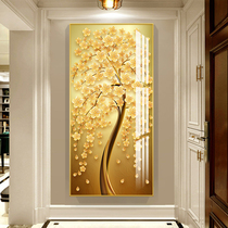 Modern simple entrance entrance to the decorative painting corridor at the end of the aisle the money is rich the tree the light luxury painting The Vertical mural