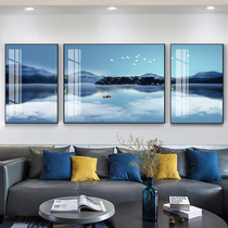 Crystal porcelain painting living room decoration painting sofa background wall landscape triple painting mural office hanging painting Nordic background painting