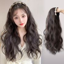 Lazy man hair band wig one natural net red wool curl wig female long hair band half head set wig set hair piece