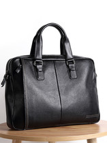 CHAOKLI genuine leather men handbag mens briefcase briefcase business casual head layer soft cow leather single shoulder sloped satchel