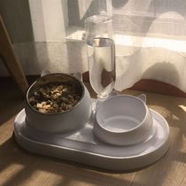 Cat Bowl Double Bowl Protect Cervical Spine Automatic Drinking Water Dog Bowl Cat Food Rice Bowl Kitty Bowl Cat Basin Cat Food Basin Pet Supplies