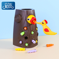 Kobe woodpecker toys eat insect catch baby Yi Yi early teach 1 to 2 years old 3 young boys and girls 4 children brainy