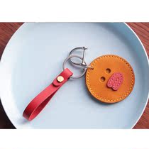 Sally chicken creative custom handmade leather vintage car keychain multifunctional cute pendant horseshoe buckle