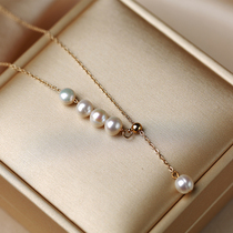 Suchen original pearl necklace with female summer light extravagant and small crowd design sense 14K Baugold fashion models adjustable collarbone chain