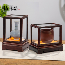 Red Wood Mini Small Size Walnut Glass Hood Red Acid Branches Purple Casserole Pot Antique text Play Pendulum DUST COVER CAN BE CUSTOMIZED