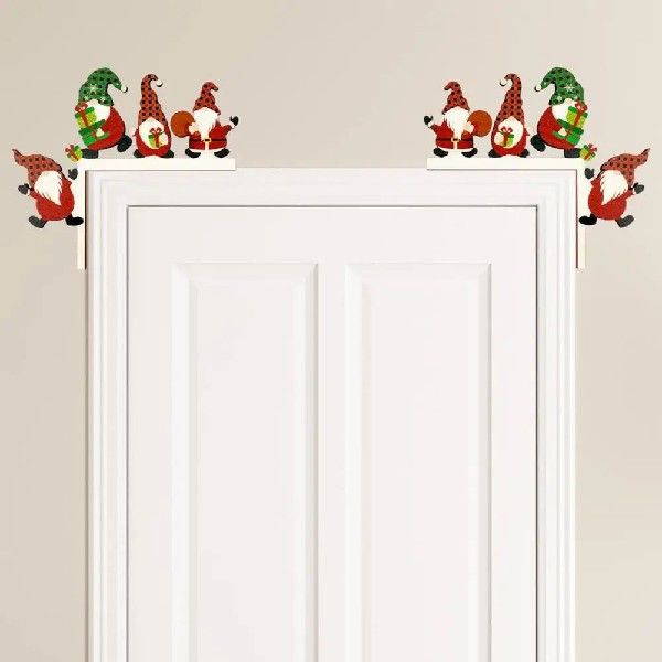 2Pcs Ornamental Santa Claus Decorations Creative Door Frame-