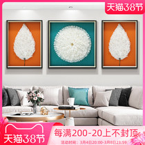 Living room decoration painting modern minimalist sofa Background wall hanging painting feather triptych Solid physical painting light and luxurious mural