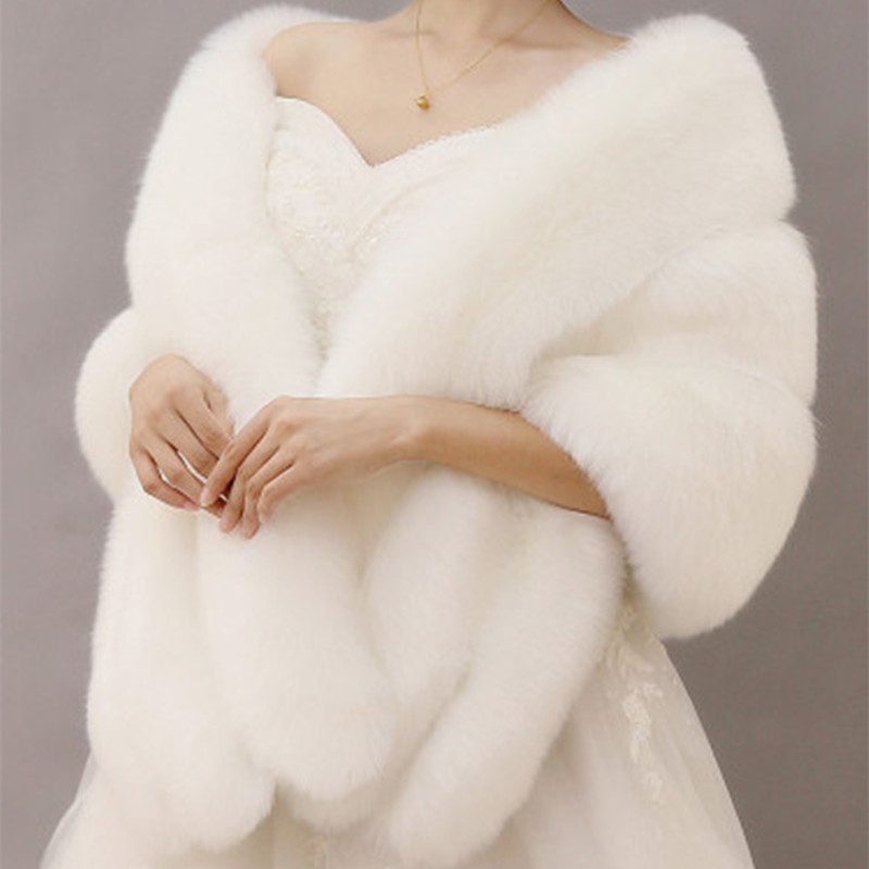 Wedding dress shawl female winter wear white fox fur bride wedding toast Xiuhe clothing cape cheongsam coat cloak