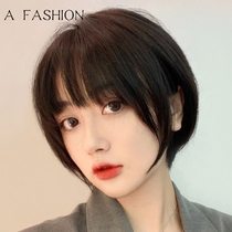 Wig short hair female summer repair face whitening Japanese air bangs natural full real human hair whole top full head wig set
