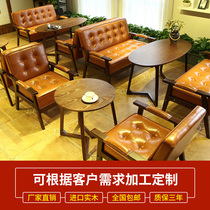 West Restaurant Sweet shop Coffee Room Milk Tea Shop Table And Chairs Combo Package Cassette Clear Bar Retro Guest Sofa