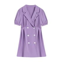 polo collar closeted waist not purple hype dress 2022 new summer womens dress big code fat mm conspicuos