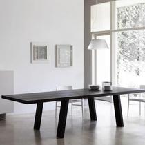 Black log desk large pure solid wood long table conference table designer minimalist living room large table workbench