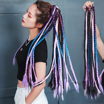 Non-mainstream purple pink Double ponytail Fancy Hair Braid Wig Boxing Braid Wig Piece Can Zama Tail Hip-hop Gradient Tide