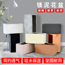 Cement Flowerpots Large Flower Case Rectangular Outdoor Living Room Mall Brief Eu Style Creative Patio Green magnesium mud basin