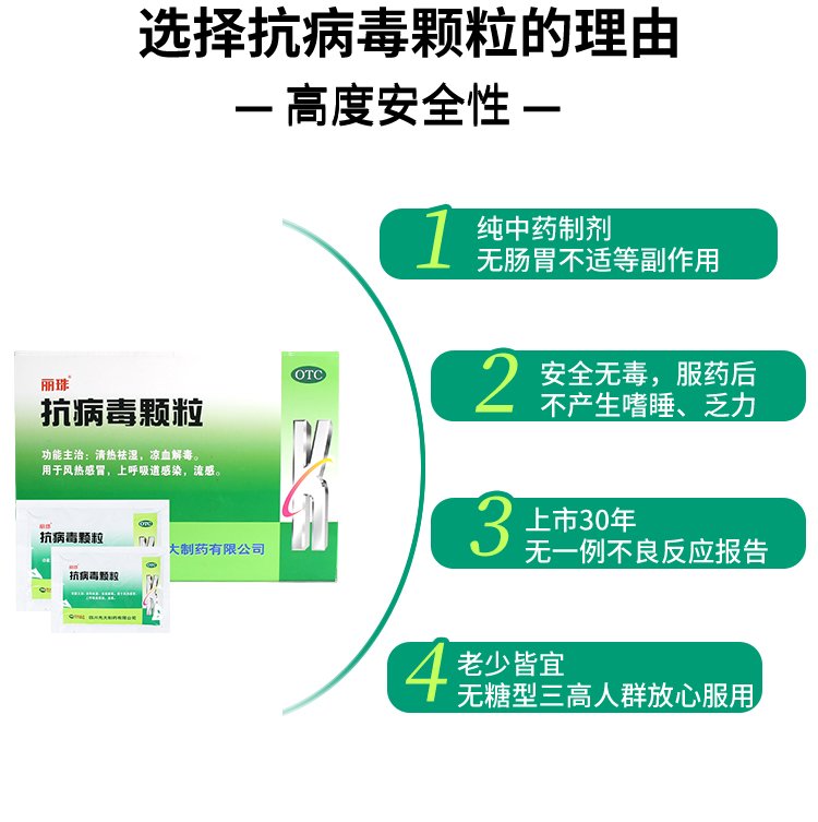 丽珠抗病毒颗粒4g20袋盒风热感冒发热鼻塞咳嗽咽喉肿痛清热解毒