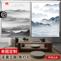 Curtain Custom Rolls Pull-out Landscape Painting Hung Painting Chinese Ink Office Landscape Shading Shading-free roller shutter
