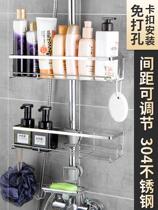 Stainless steel shampoo shower gel rack bathroom toilet shelf free punching bath shower storage